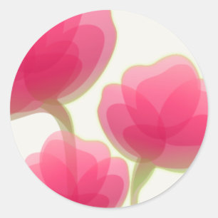 Sticker Rond Fleurs de couleur rose