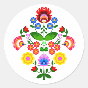 Sticker Rond fleurs de design polonais