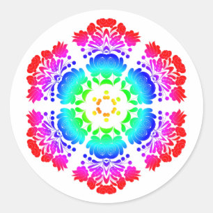 Sticker Rond fleurs de design polonais