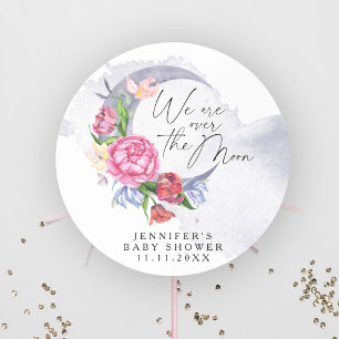 Sticker Rond Fleurs de fête prénatale au-delà de la lune