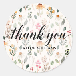 Sticker Rond Fleurs de jardin de texte de remerciement