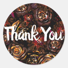 Sticker Rond Fleurs de Jardin Sombre Teintées d'Automne Mariage