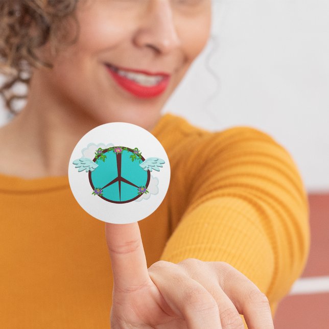 Sticker Rond Fleurs de la Paix (Créateur téléchargé)