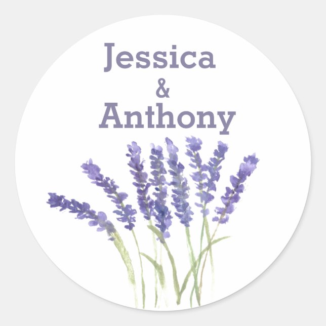 Sticker Rond Fleurs de lavande aquarelle herbes rustiques  (Devant)