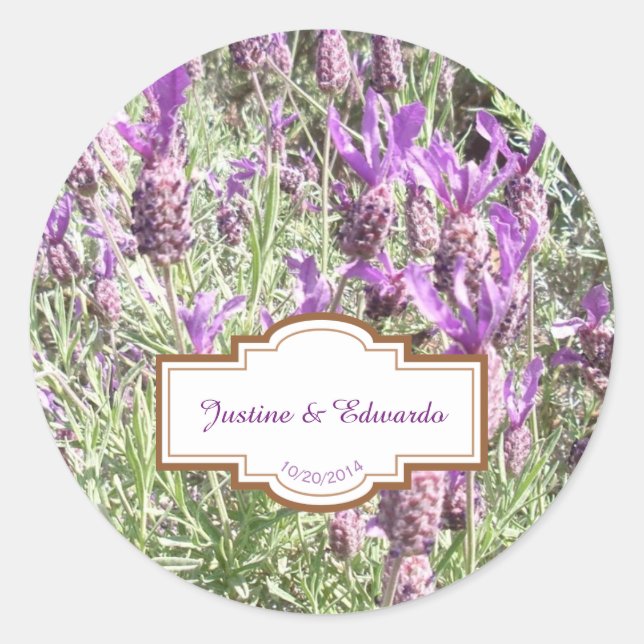 Sticker Rond Fleurs de lavande française Mariage personnalisé (Devant)