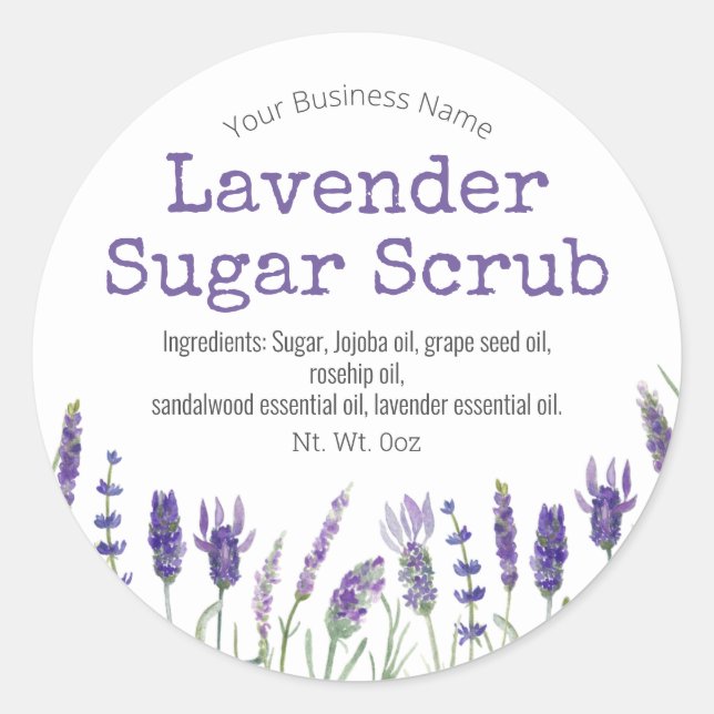 Sticker Rond Fleurs de lavande parfumé sucre Scrub (Devant)