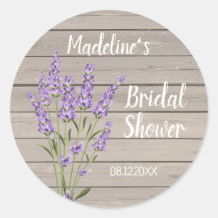 Sticker Rond Fleurs de lavande violettes sur bois Mariage Cla