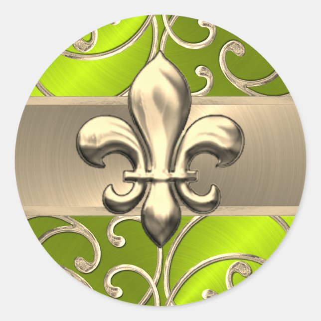 Sticker Rond Fleurs de Lis et de Filigree or (Devant)