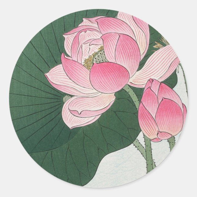 Sticker Rond Fleurs de lotus en fleurs (Devant)