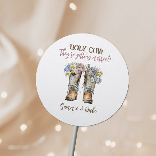 Sticker Rond Fleurs de l'Ouest et du Pays Bottes Mariage rustiq