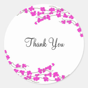 Sticker Rond Fleurs de Magenta Merci