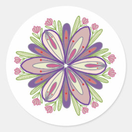 Sticker Rond Fleurs de mandala auto-amoureuses