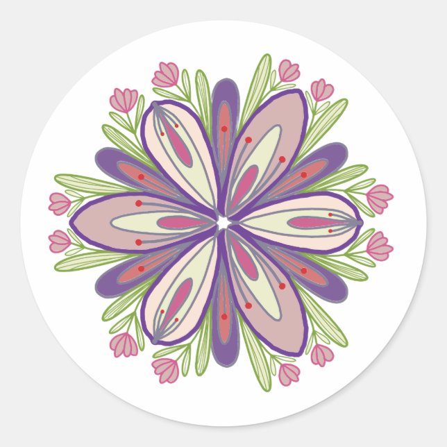 Sticker Rond Fleurs de mandala auto-amoureuses (Devant)
