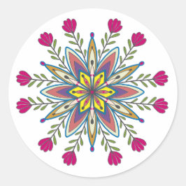 Sticker Rond Fleurs de mandala auto-amoureuses