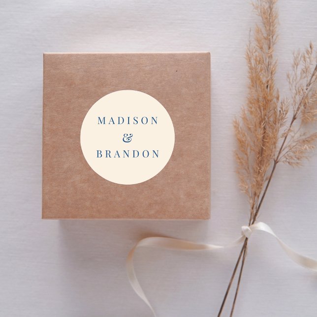 Sticker Rond Fleurs de mariage du milieu du siècle | Crème (Créateur téléchargé)