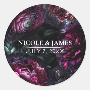 Sticker Rond Fleurs de mariage florales enchantées noires audac