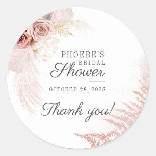 Sticker Rond Fleurs de mariage Herbe de Pampas Brun Terracotta