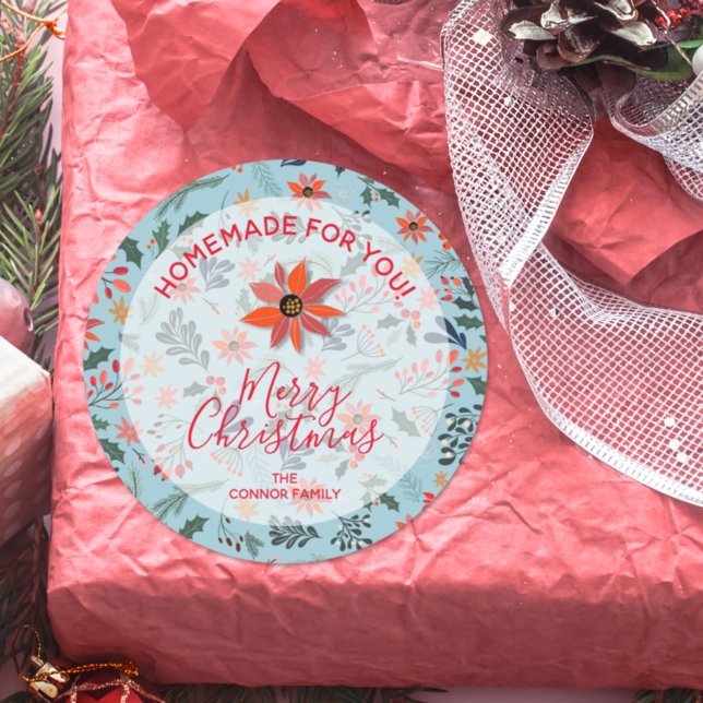 Sticker Rond Fleurs de Noël Marchandises maison Cuisine de vaca (Créateur téléchargé)