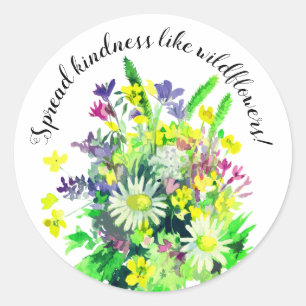 Sticker Rond Fleurs de prairie sauvage répandent la gentillesse