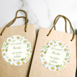Sticker Rond Fleurs de printemps de marguerite sauvage mariage