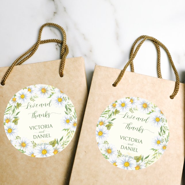 Sticker Rond Fleurs de printemps de marguerite sauvage mariage  (Créateur téléchargé)