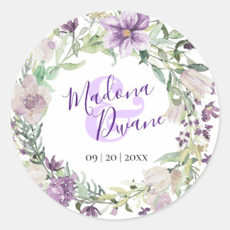 Sticker Rond Fleurs de prune et de lilas à l'aquarelle