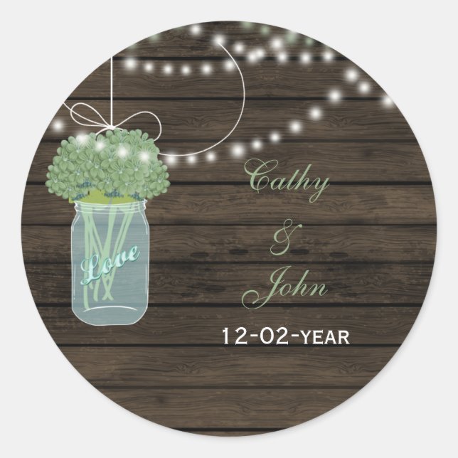 Sticker Rond fleurs de sauge mason jarre mariage faveurs sticke (Devant)