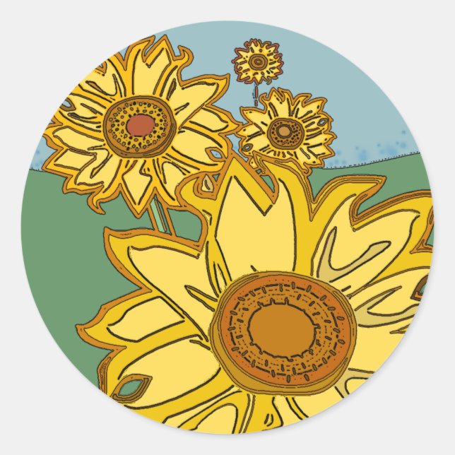 Sticker Rond Fleurs de soleil (Devant)