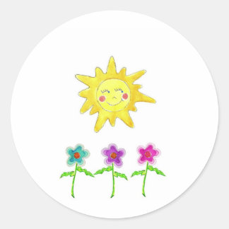 Sticker Rond Fleurs de soleil