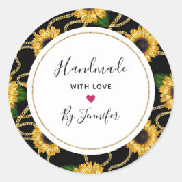 Sticker Rond Fleurs de soleil Jaune de couleur douce