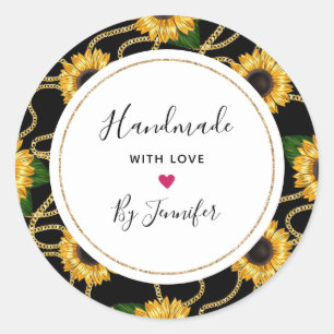 Sticker Rond Fleurs de soleil Jaune de couleur douce
