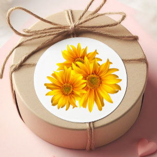 Sticker Rond Fleurs de soleil Jaune Floral Pays Mariage été