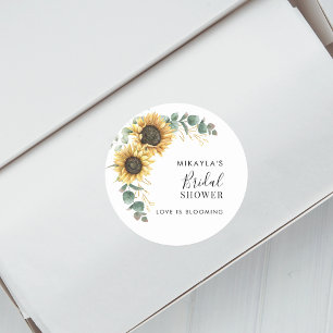 Sticker Rond Fleurs de tournesol d'eucalyptus Shower de mariage