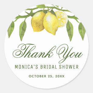 Sticker Rond Fleurs de verdure de citrons Merci Nom