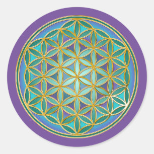 Sticker Rond FLEURS DE VIE - Géométrie Sacrée Design 1