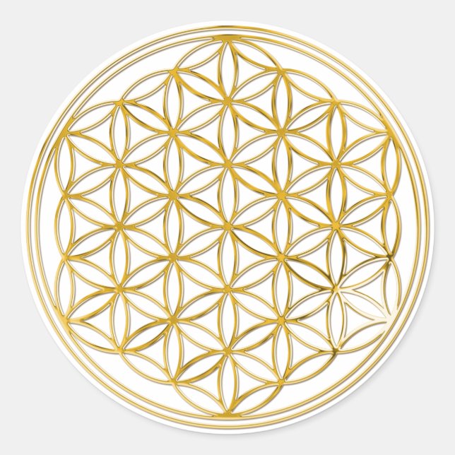 Sticker Rond FLEURS DE VIE - or (Devant)