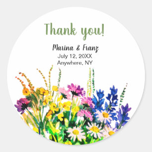 Sticker Rond Fleurs d'été sauvages