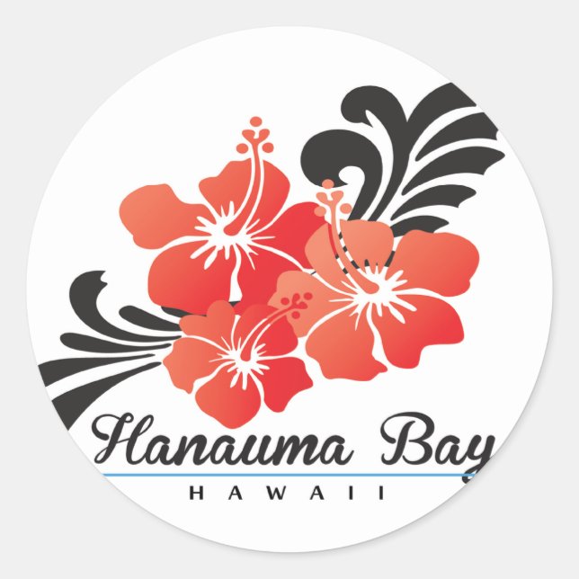 Sticker Rond Fleurs d'Hibiscus d'Hawaï (Devant)