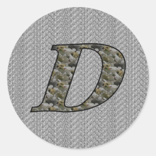 Sticker Rond Fleurs d'hortensia à monogramme Initial D
