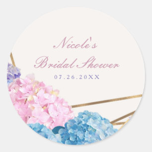 Sticker Rond Fleurs d'hortensia & Cadeau de mariage de printemp