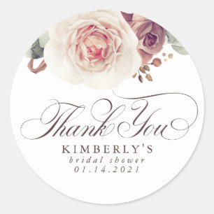 Sticker Rond Fleurs d'ombre Terre Élégant Merci
