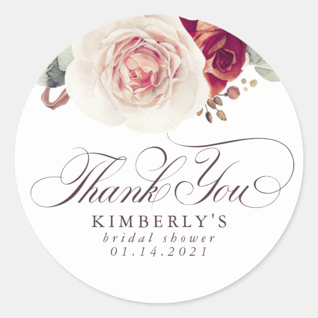Sticker Rond Fleurs d'ombre Terre Élégant Merci (Devant)