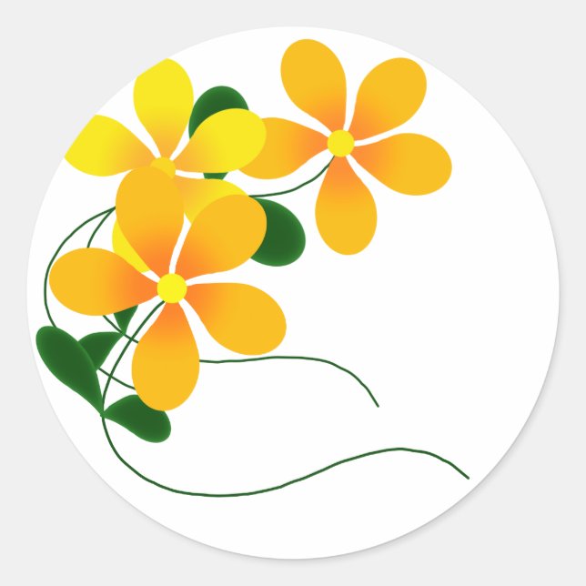 Sticker Rond Fleurs d'orange et de jaune (Devant)