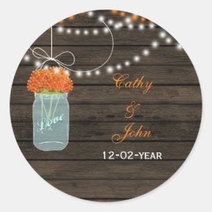 Sticker Rond fleurs d'orange mason jarre mariage faveurs sticke