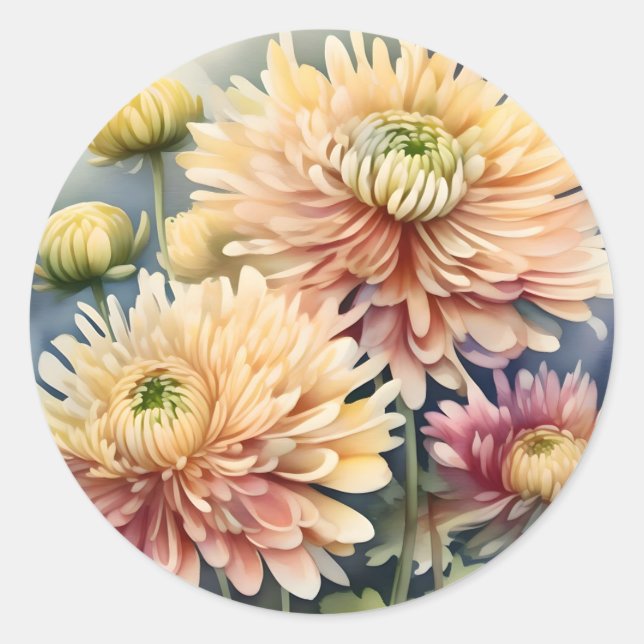 Sticker Rond Fleurs élégantes Chrysanthemum (Devant)