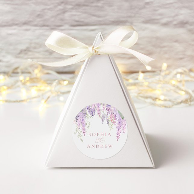 Sticker Rond Fleurs Élégantes de glycine violette (Créateur téléchargé)