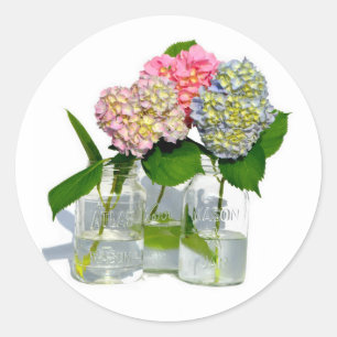 Sticker Rond Fleurs élégantes en bocal de mason
