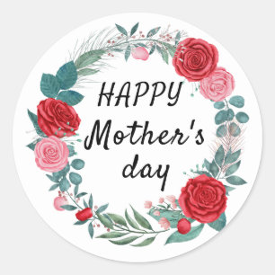 Sticker Rond Fleurs élégantes Personnaliser la fête des mères