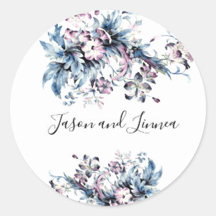 Sticker Rond Fleurs Élégantes Victoriennes Romantique Bien-aimé