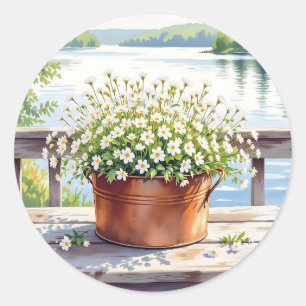 Sticker Rond Fleurs en pot de cuivre sur Lakehouse Deck